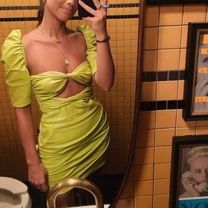 Wyatt Dress , faux leather; pistachio green from The Bar